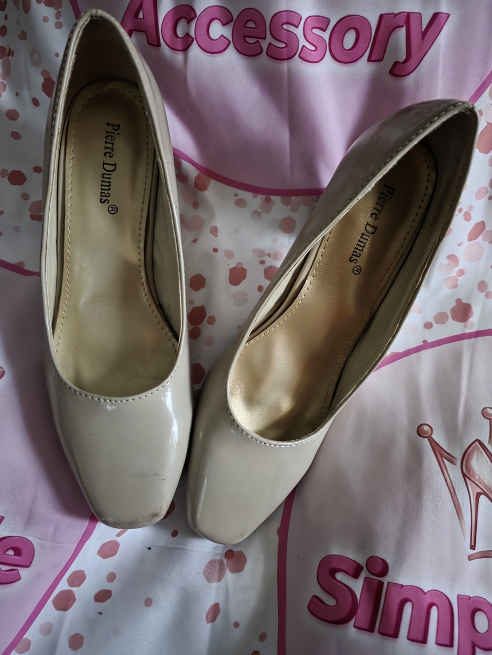 Pierre Dumas Women's Nude Patent Leather Pumps